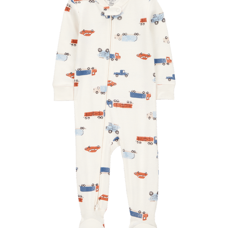 Baby Boy 1-Piece Car Print 100% Snug Fit Cotton Footie Pyjamas