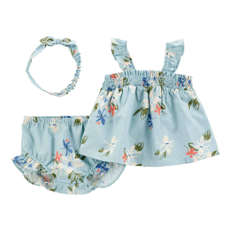 Baby 3-Piece Floral Tank & Short Set